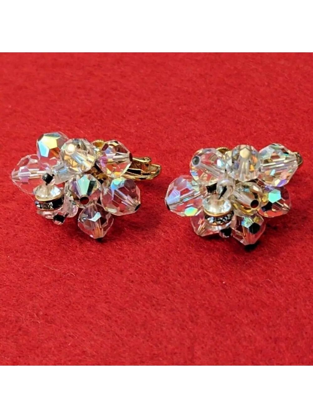 Vintage Vendome Aurora Borealis Crystal Necklace and Earring Set - Picture 5 of 5